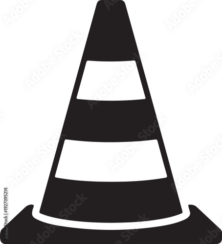 Traffic cone road safety warning symbol isolated on white background for construction sites