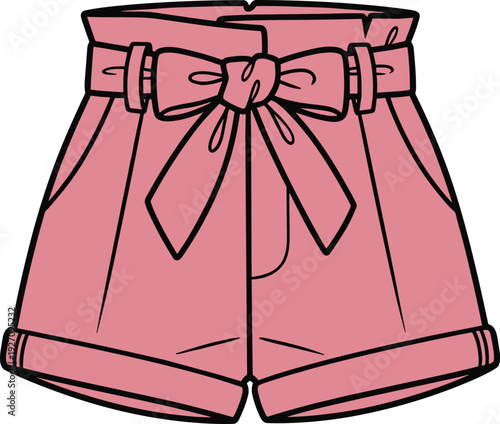 Pink shorts with bow belt cartoon fashion clothing