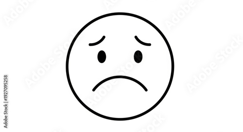 Sad face doodle drawing representing negative emotions and feelings.