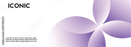 modern and clean abstract design, featuring a series of overlapping, petal-like shapes and iconic text. the gradient coloration and minimalism, creating a visually striking impression 