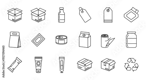 Set of 20 product packaging icons vector