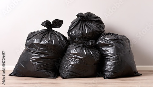 Wallpaper Mural Pile of Black Garbage Bags Ready for Disposal. Torontodigital.ca