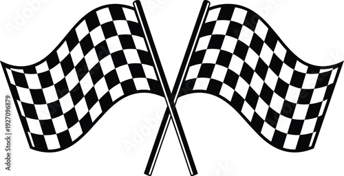 Two crossed checkered flags waving racing flags waving flags crossed flags black and white