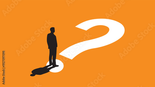 Businessman  Standing on Question Mark Concept