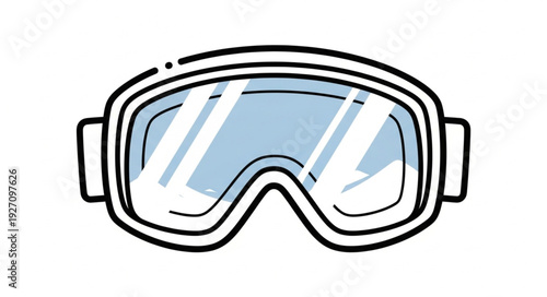 Illustration of ski goggles with clear lenses and a white frame.
