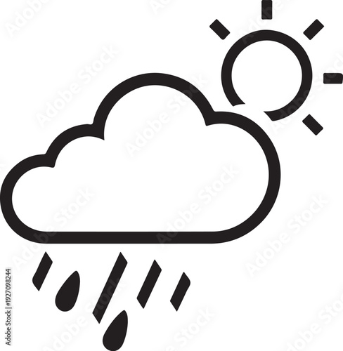 Wallpaper Mural Weather forecast icon sun and clouds outline vector Torontodigital.ca