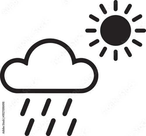 Wallpaper Mural Weather icon set showing heavy rain clouds, raindrops, sun with clouds, fog, rainy weather symbols,  Torontodigital.ca