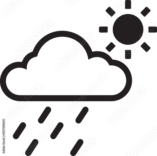 Wallpaper Mural Vector graphic of sun behind cloud with rain drops weather forecast icon  Torontodigital.ca