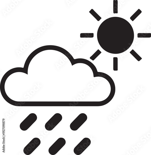 Wallpaper Mural Single line drawing depicting a weather cloud with falling raindrops isolated on white background Torontodigital.ca