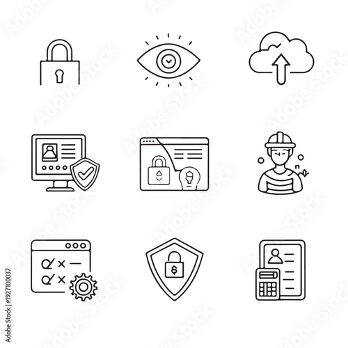 Vector file icon set, editable line icons, graphic design symbols Vector