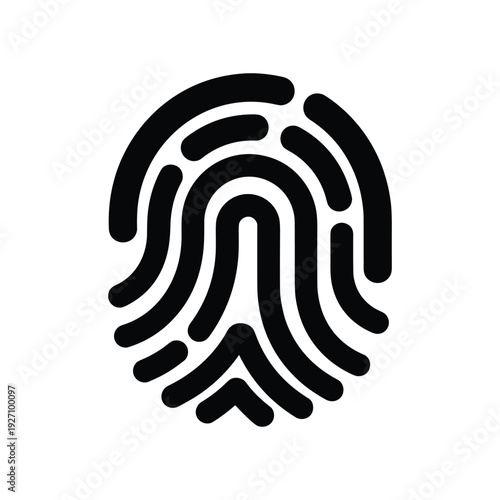 Abstract Minimalist Black Fingerprint Graphic on White Background for Identity and Biometric Security