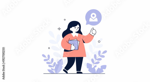 Person with a book and location pin icon
