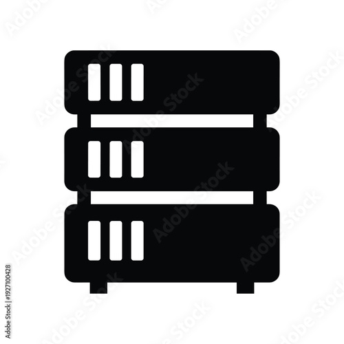 Minimalist Server Rack Icon Stacked Data Storage Units Silhouette for IT Infrastructure Design