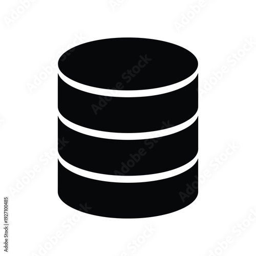 Database Icon Vector Symbol - Stacked Server Storage Data Management Graphic on White Background