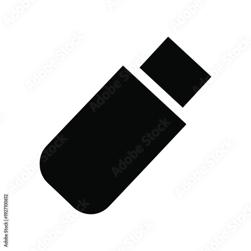USB Flash Drive Icon - Minimalist Black and White Thumb Drive Illustration for Data Storage
