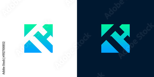 Modern abstract geometric lettermark logo with a vibrant blue-green gradient, ideal for technology, finance, corporate, or consulting businesses seeking a dynamic and progressive brand identity