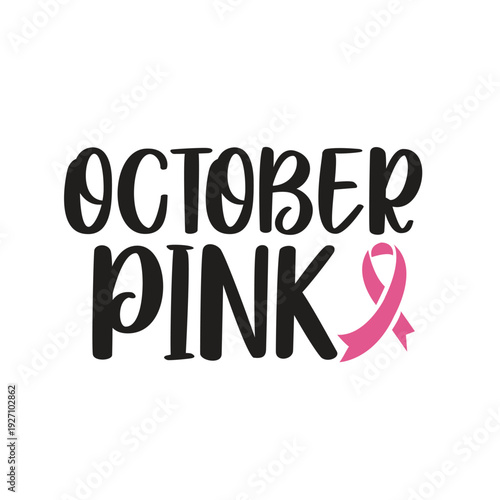 Breast cancer awareness calligraphy text emblems with pink ribbons. Breast cancer awareness text quote collection. Breast cancer awareness month typography