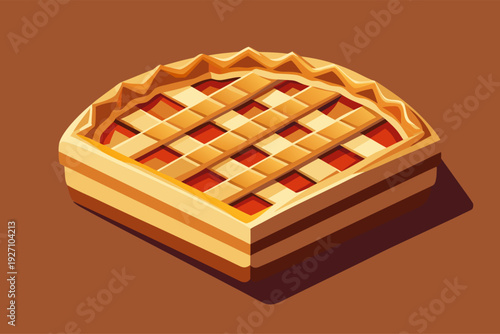 Delicious lattice-top apple pie with golden crust and rich filling on a warm brown background showcasing classic dessert elegance and timeless baking perfection