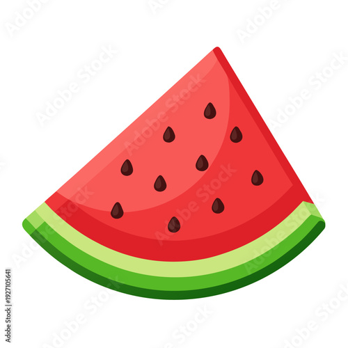 Vibrant watermelon slice with juicy red flesh and seeds isolated on white background