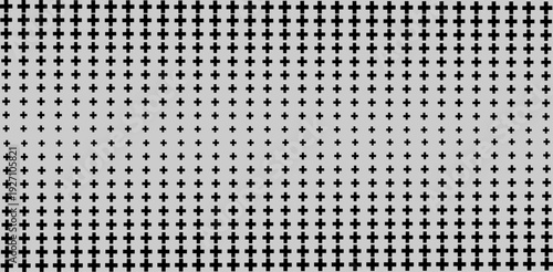 A minimalist abstract pattern with black plus (+) symbols neatly arranged in a grid. cross or plus sign seamless pattern on white background.
