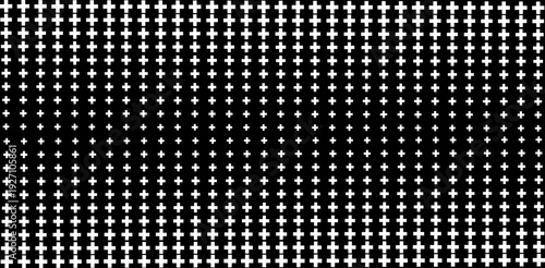 A minimalist abstract pattern with black plus (+) symbols neatly arranged in a grid. cross or plus sign seamless pattern on white background.