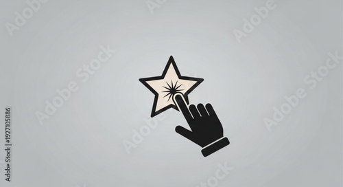 Hand cursor clicking on a star icon representing a rating or selection.