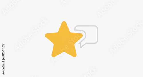 Golden Star Rating Icon with Speech Bubble for Feedback.