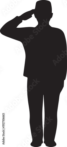Soldier saluting vector silhouette illustration honoring veterans and military service day