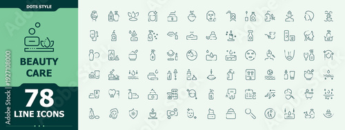 Beauty Care linear icon collection. Glamour modern icon set. Contains such icons as health, salon, beauty, glamour, makeup, cosmetic and more. Editable vector stroke.