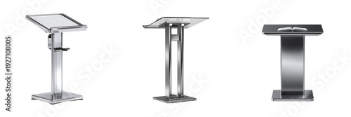 Set of Stainless steel lectern model Infinity on transparent png background. Ai generated