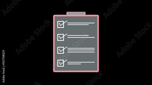 nice simple checkmark complete notepad checklist sine not on white tick and line on a solid boat notepad animation 4k video