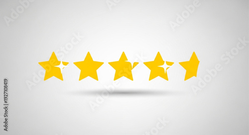 Five Yellow Stars Rating System on White Background.