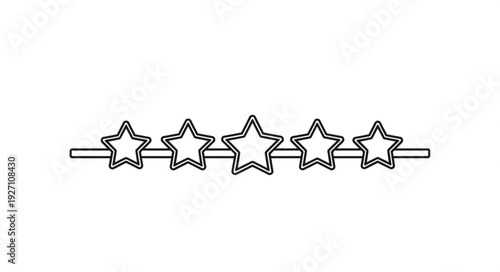 Five Star Rating System Outline Illustration.
