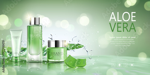 Cosmetic bottle for advertisement with aloe vera