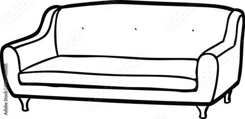 Adobe Illustrator Artwork  Line art drawing of a chesterfield sofa isolated on a white background
