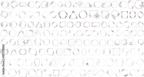 Black Spiritual Logo Frames with Floral, Geometric and Astrology Borders for Branding and Tattoos
