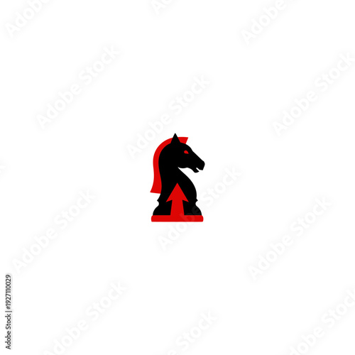 Black and red chess knight vector icon
