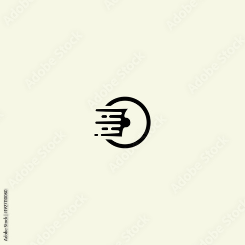Minimalist black line art eye icon with speed lines