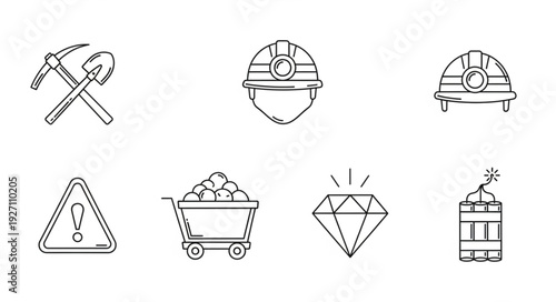 Mining tools and equipment illustration, perfect for industry and construction.