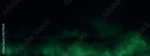 Green fog clouds billows with poisoned smoke trails. Dark, spooky scene with atmospheric Halloween effects