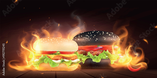 Burgers In Flame Composition