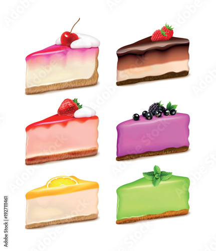 Cheesecake Pieces Realistic Set