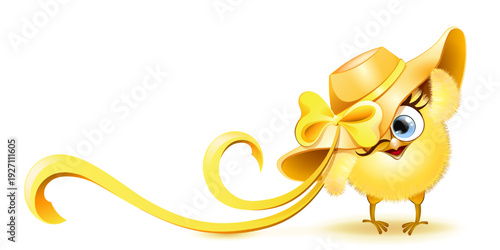 Chick girl with summer straw hat