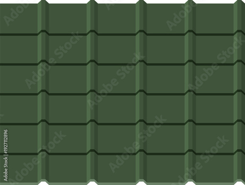 Metal roof tiling section. Green composite material