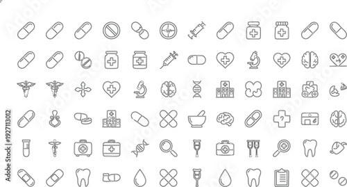 72 Medical Outline and Healthcare Gradient Outline Vector Icons
