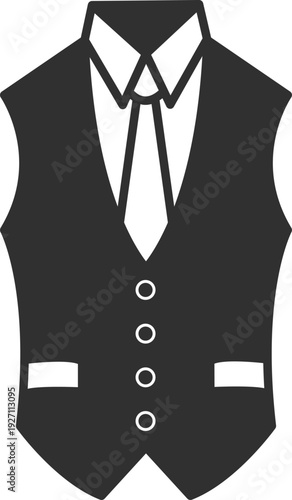 Elegant male vest black icon. Three piece suit part