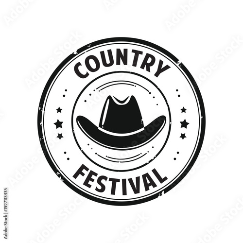 Classic black cowboy hat silhouette, western style fashion icon, flat vector illustration on white background
