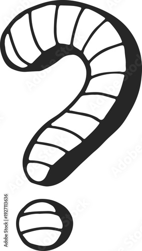 Question shape in black drawing style. Doodle symbol