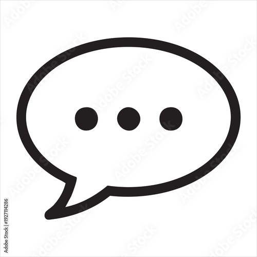 Oval speech bubble icon for chat message communication and social media interaction on white background