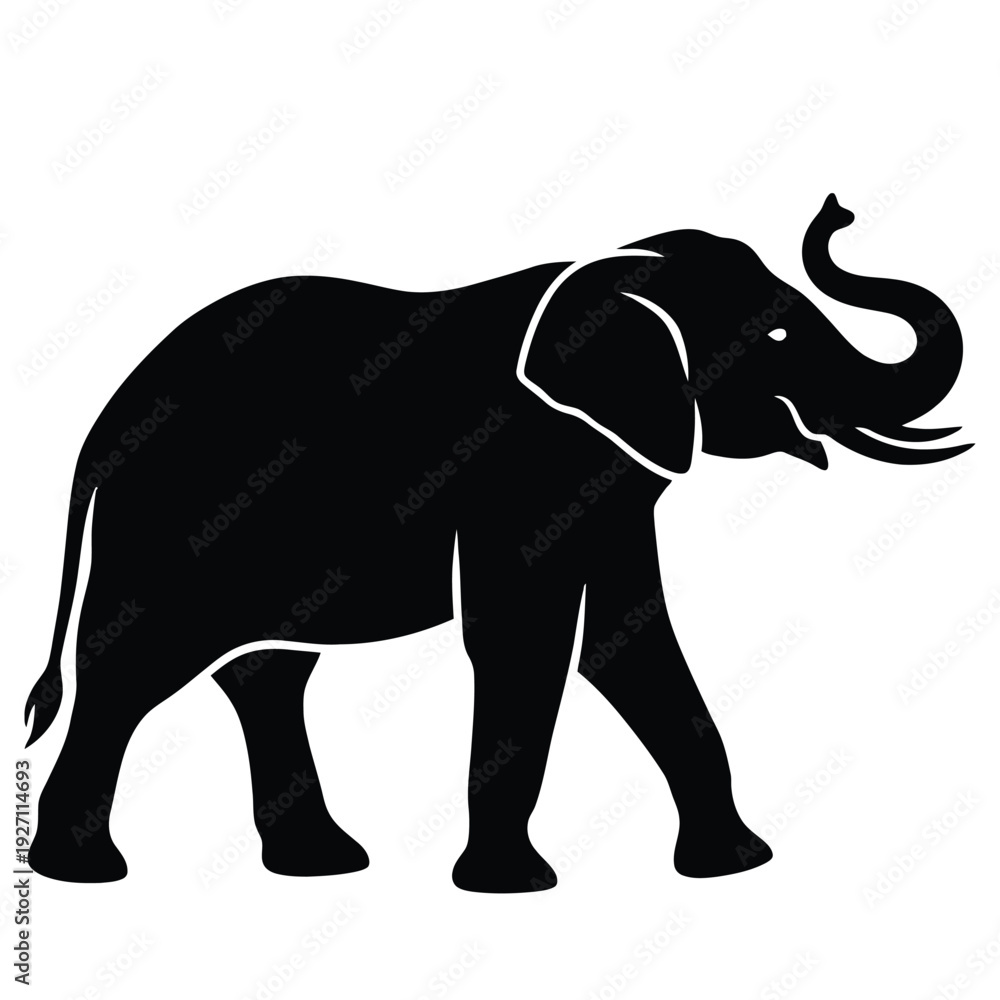 Fototapeta premium __________ Elephant Silhouette Vector Illustration Isolated on White 